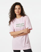“matcha girls drink matcha born to whisk” Pink Boxy T‑Shirt