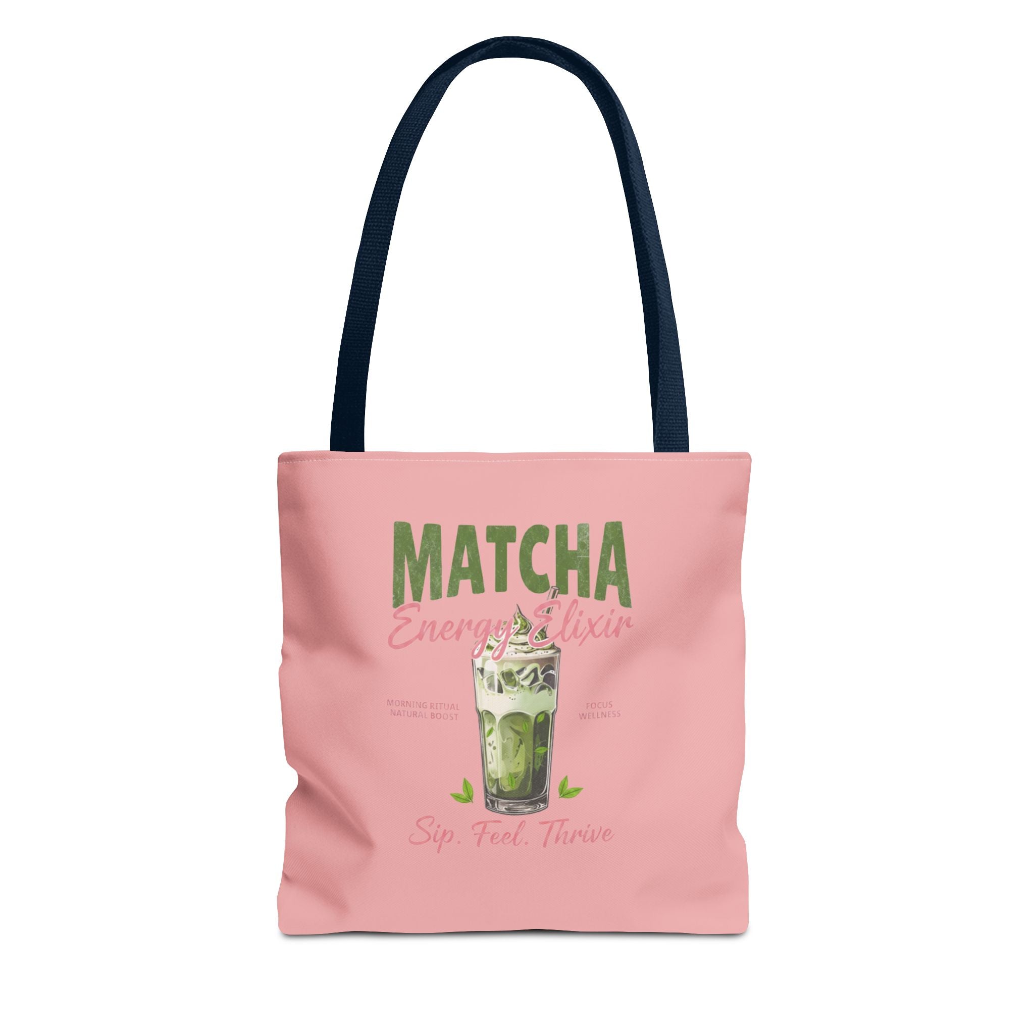 "Matcha Everything" Pink All-Over-Print Shoulder Tote