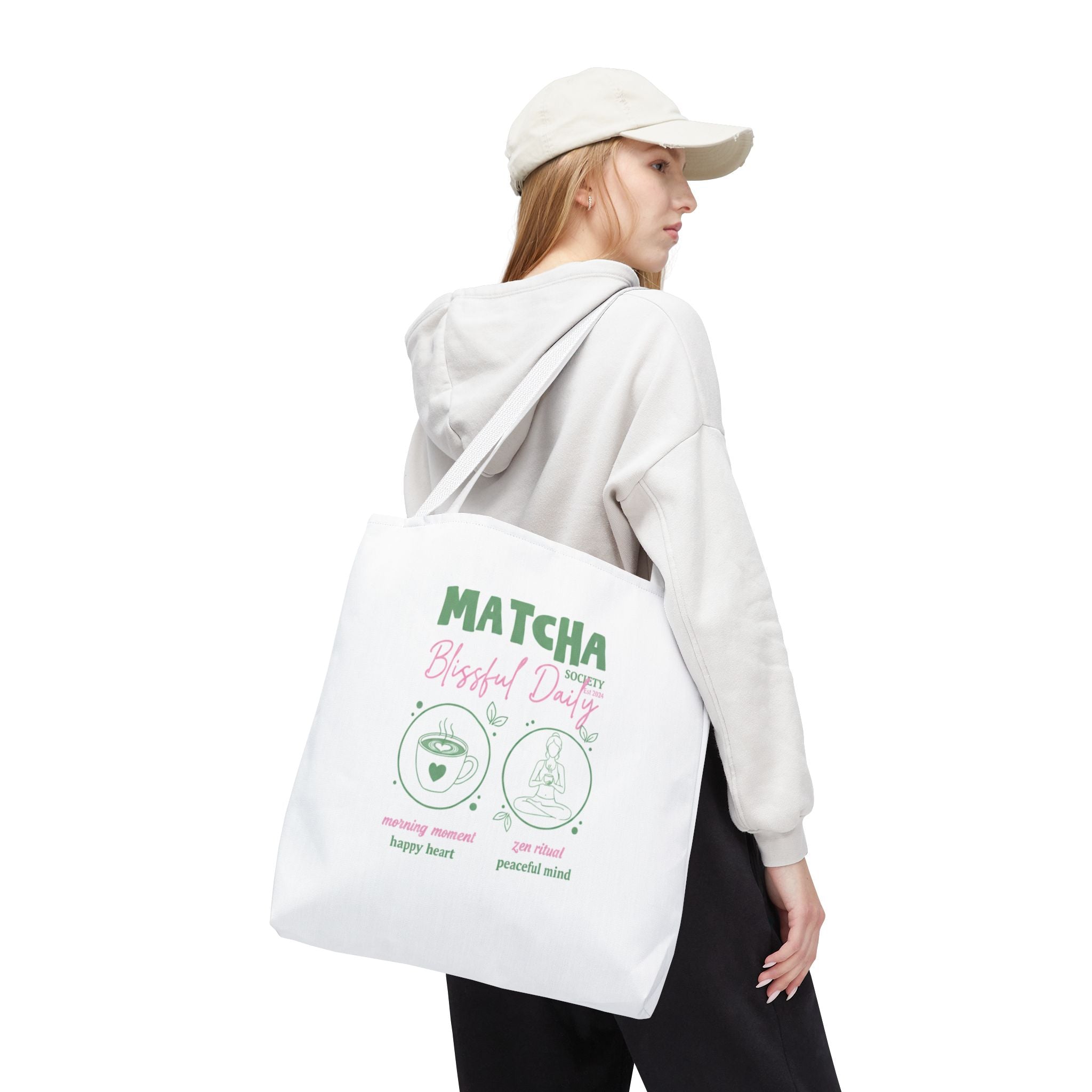 Cute Green Tea Illustration, 'Matcha Blissful Days' Eco Shopper