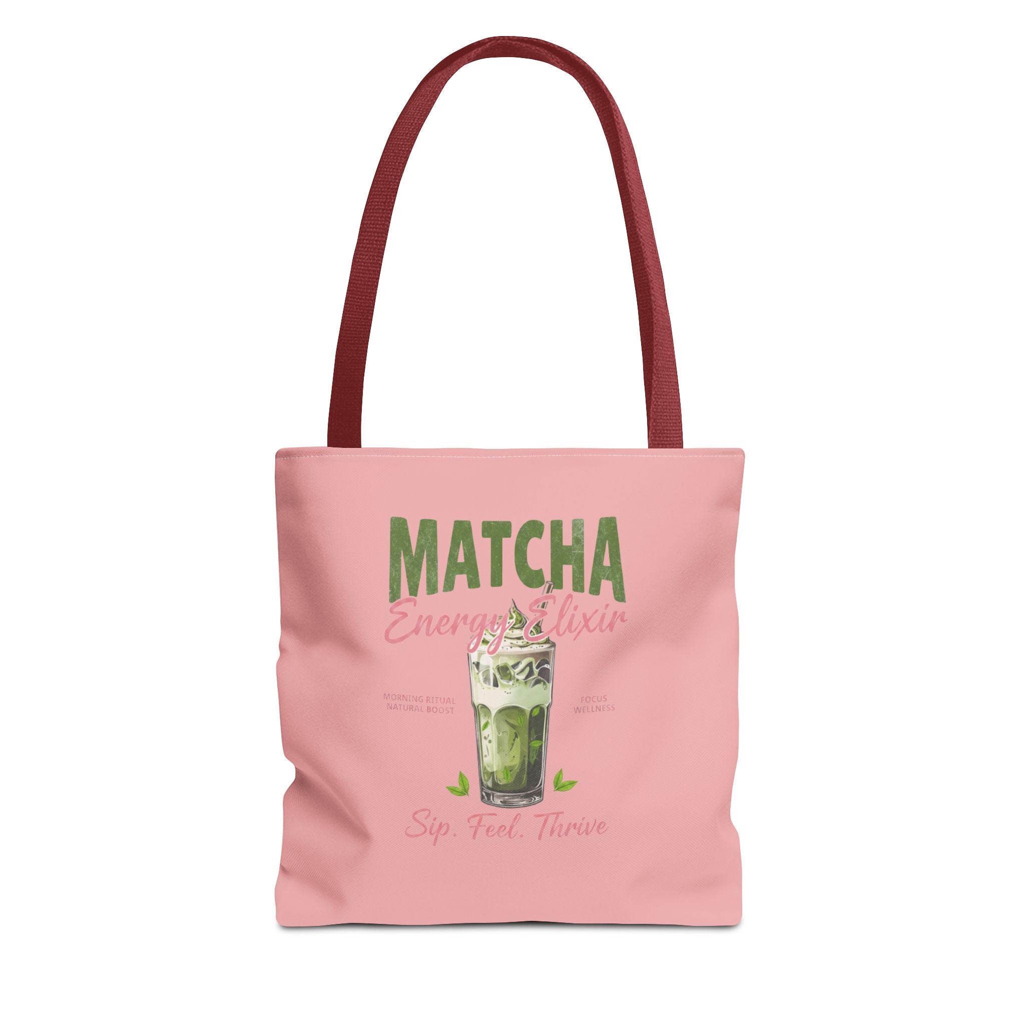 "Matcha Everything" Pink All-Over-Print Shoulder Tote
