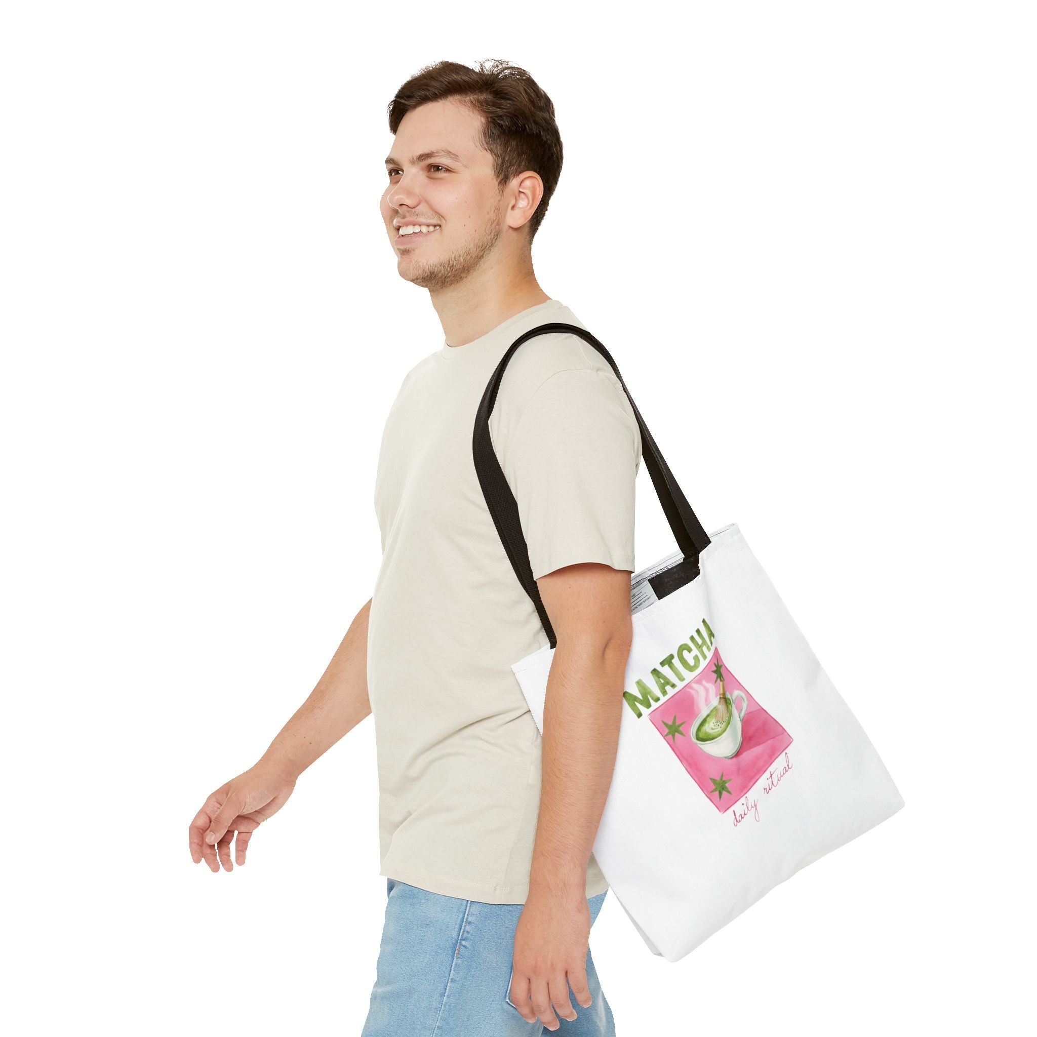 'Matcha Daily Ritual' Illustrated Tea Canvas Tote