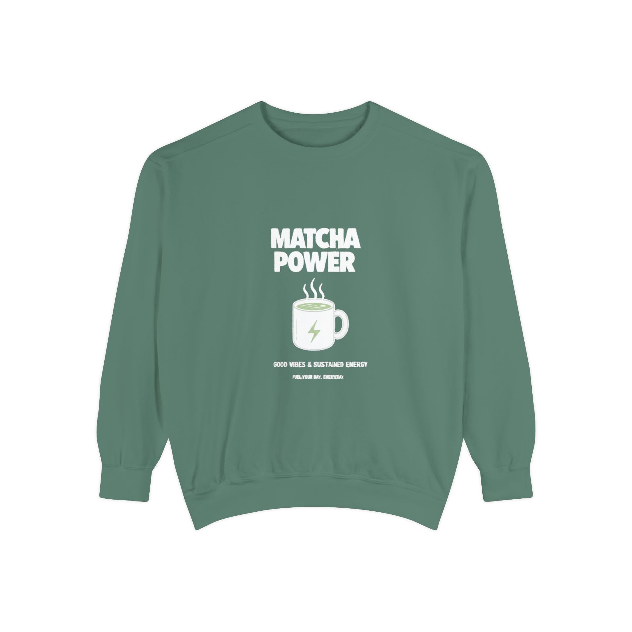 'Matcha Power' Graphic Cozy Pullover for Tea Lovers