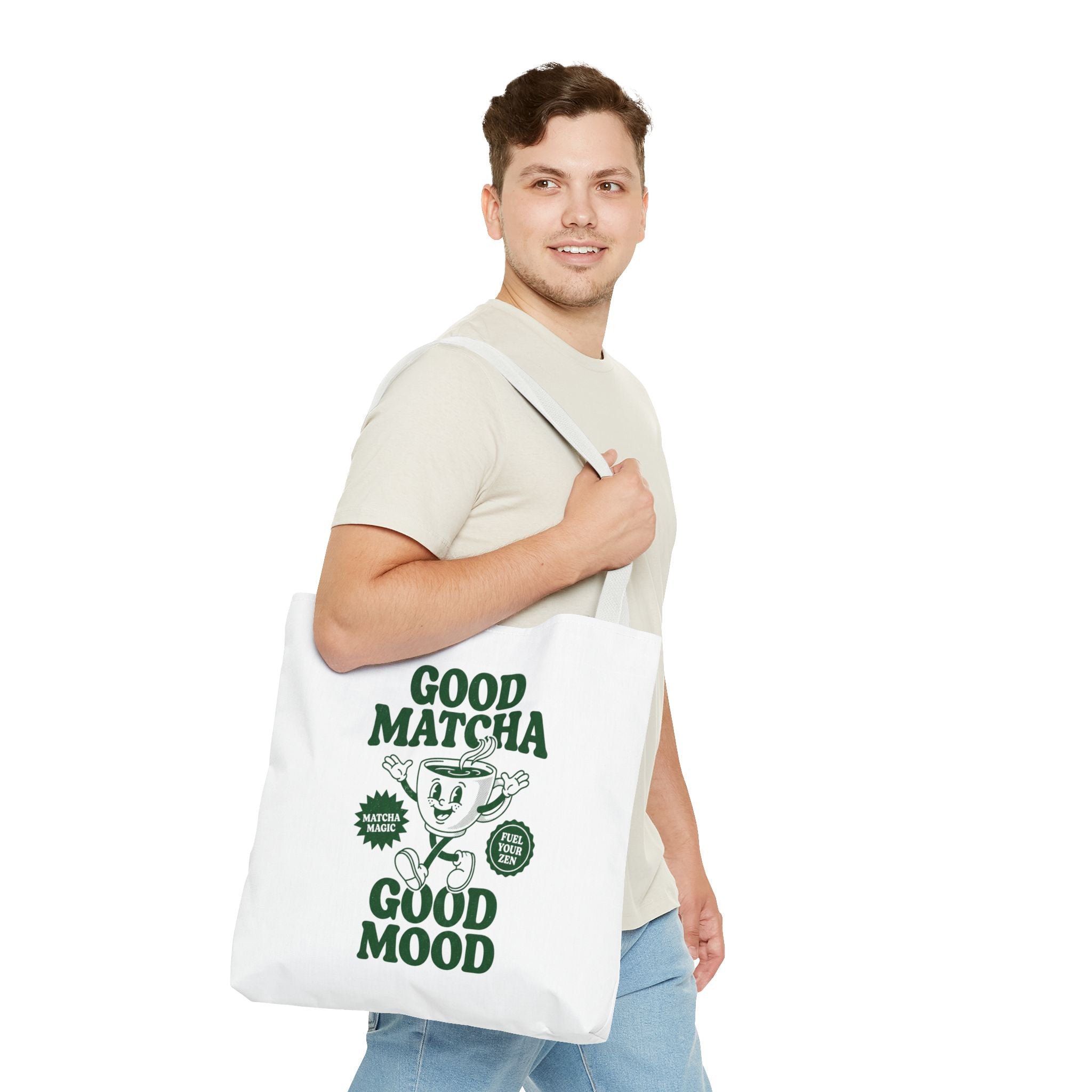 "Good Matcha Good Mood" Reusable Grocery & Coffee Lover Tote