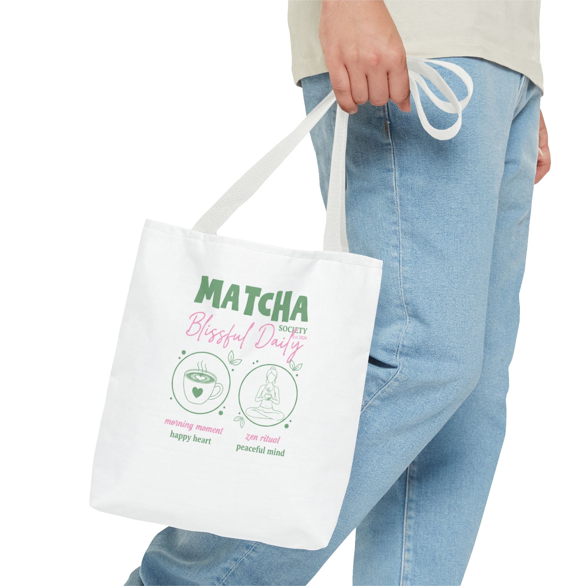Cute Green Tea Illustration, 'Matcha Blissful Days' Eco Shopper