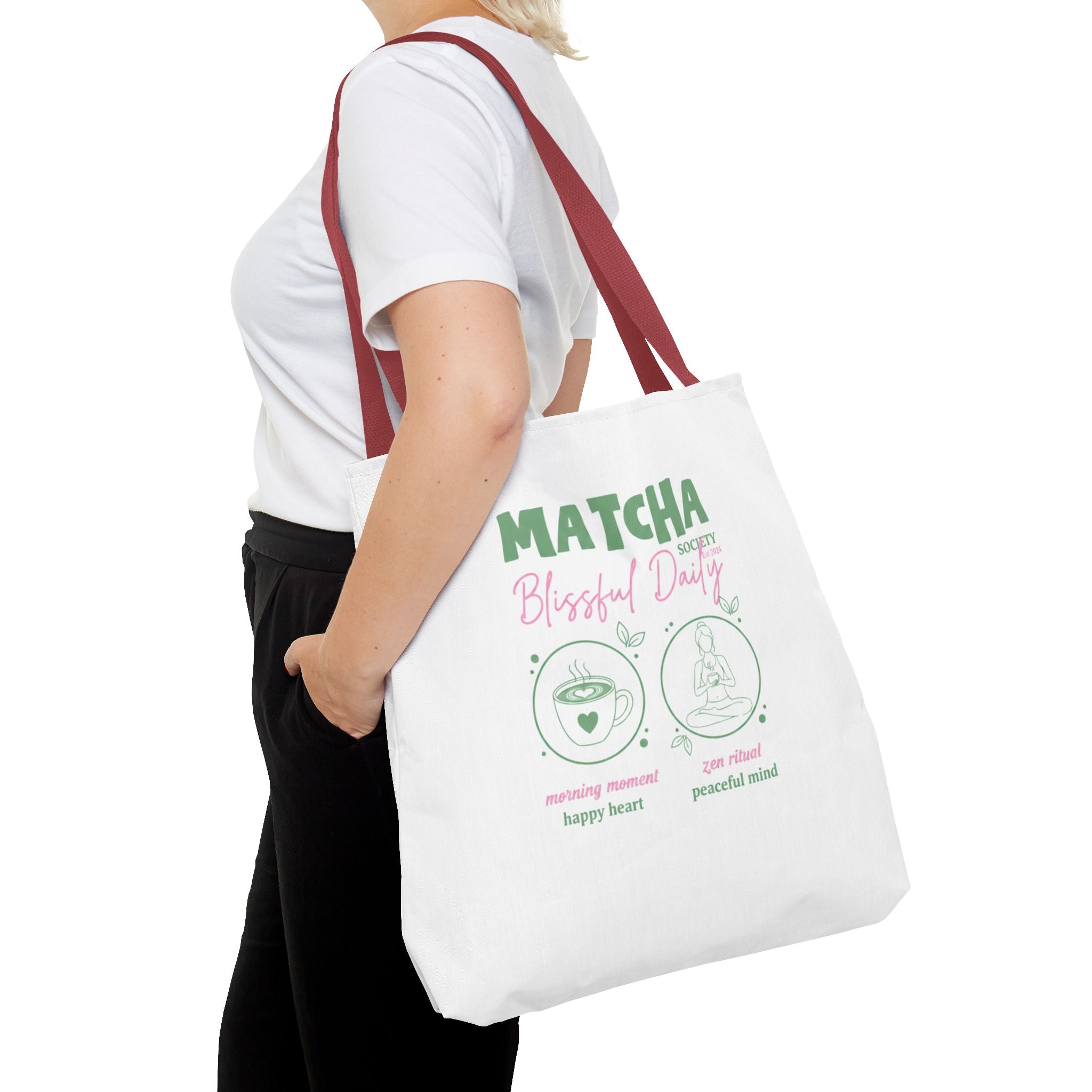 Cute Green Tea Illustration, 'Matcha Blissful Days' Eco Shopper