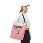 "Matcha Everything" Pink All-Over-Print Shoulder Tote
