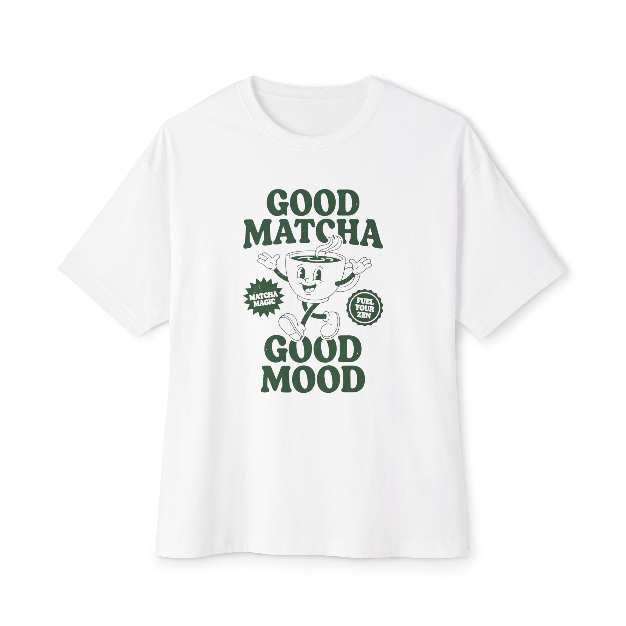 "Good Matcha Good Mood" Oversized Graphic T-Shirt