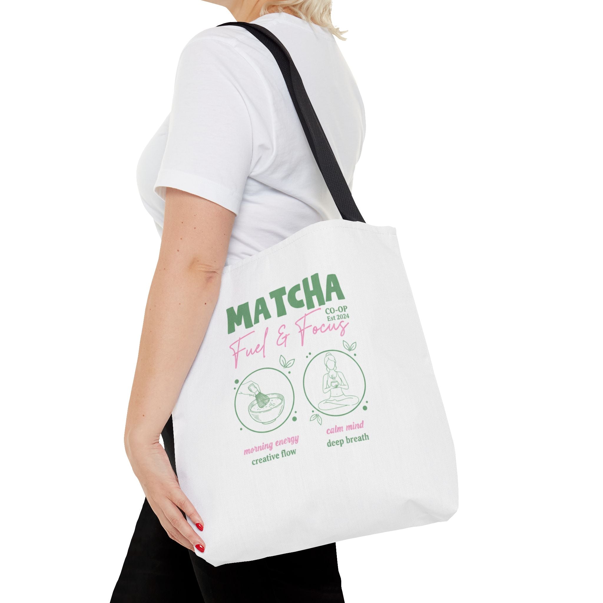 Eco Coffee Tea Shopper with 'Matcha: Fuel & Focus' Graphic