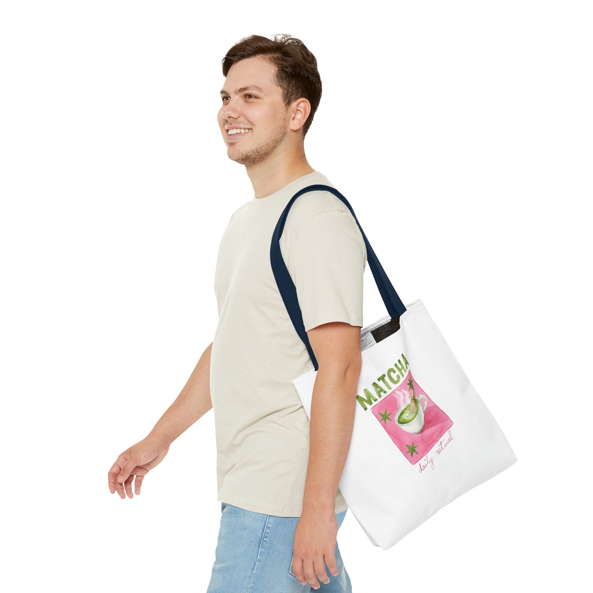 'Matcha Daily Ritual' Illustrated Tea Canvas Tote