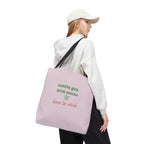 "matcha girls drink matcha born to whisk" Pink Reusable Shopping Tote