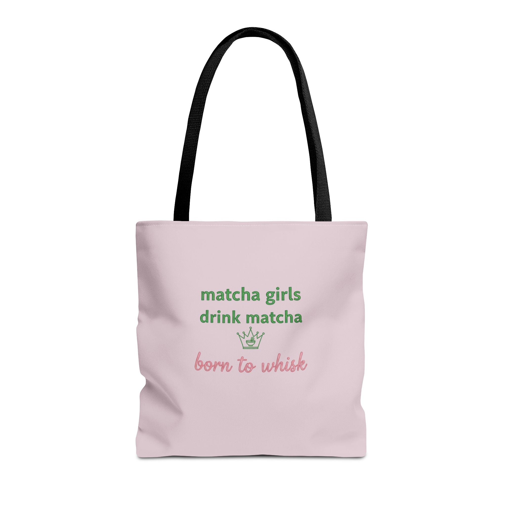 "matcha girls drink matcha born to whisk" Pink Reusable Shopping Tote