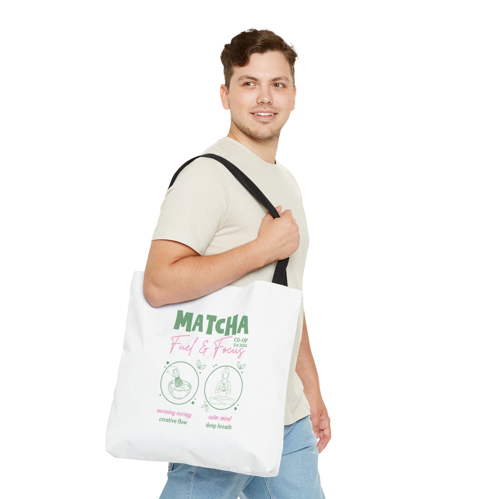 Eco Coffee Tea Shopper with 'Matcha: Fuel & Focus' Graphic