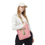 "Matcha Everything" Pink All-Over-Print Shoulder Tote