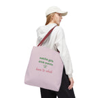 "matcha girls drink matcha born to whisk" Pink Reusable Shopping Tote