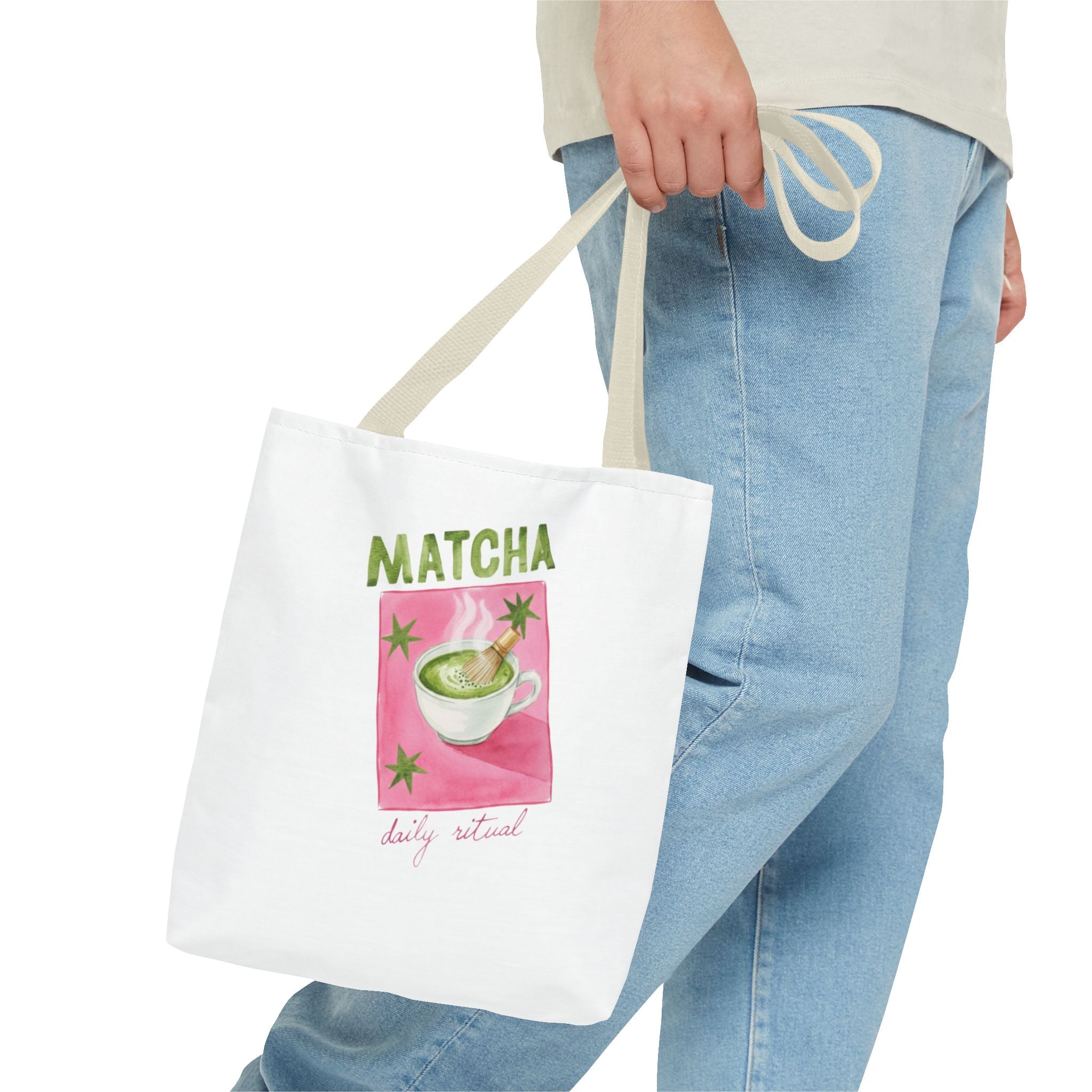 'Matcha Daily Ritual' Illustrated Tea Canvas Tote