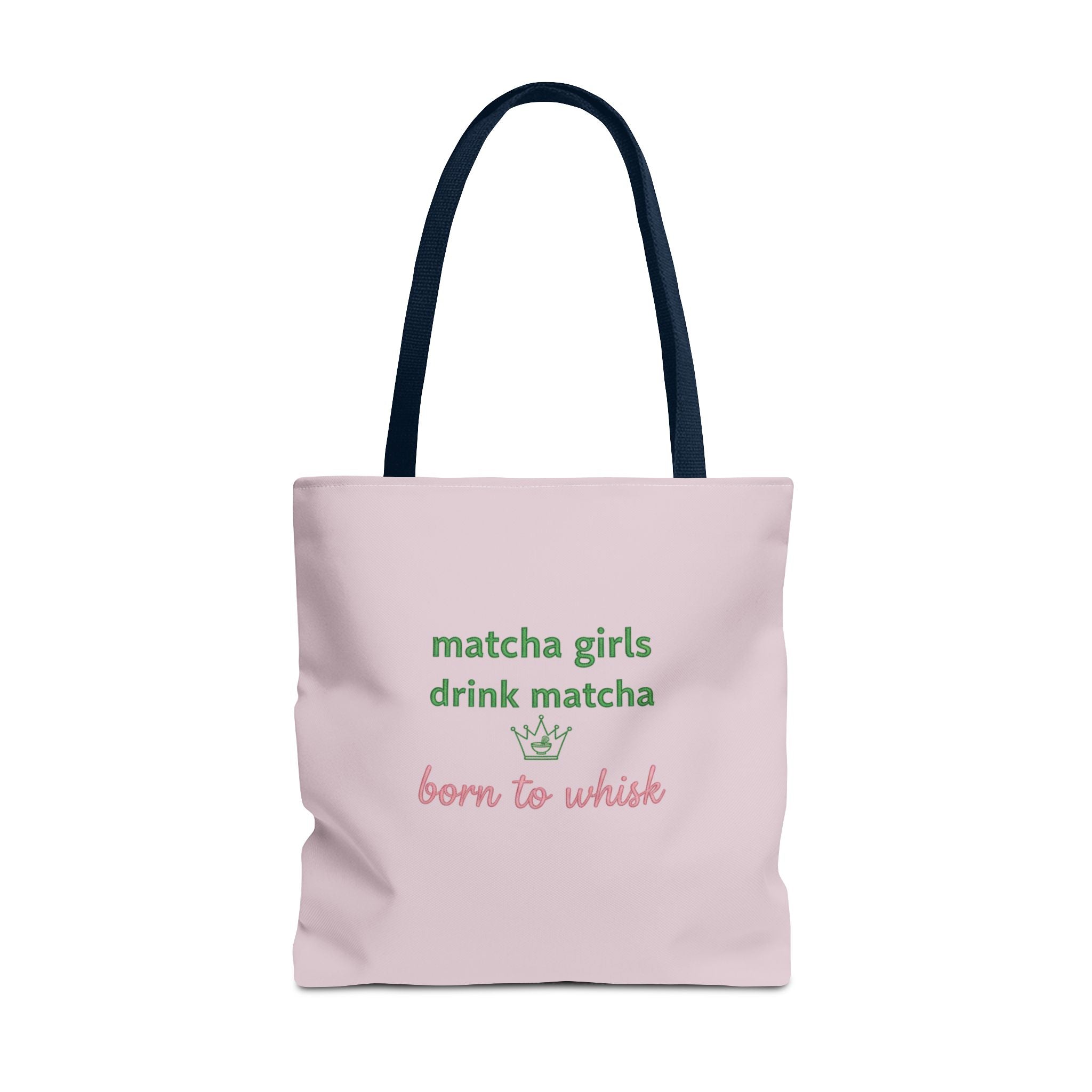 "matcha girls drink matcha born to whisk" Pink Reusable Shopping Tote
