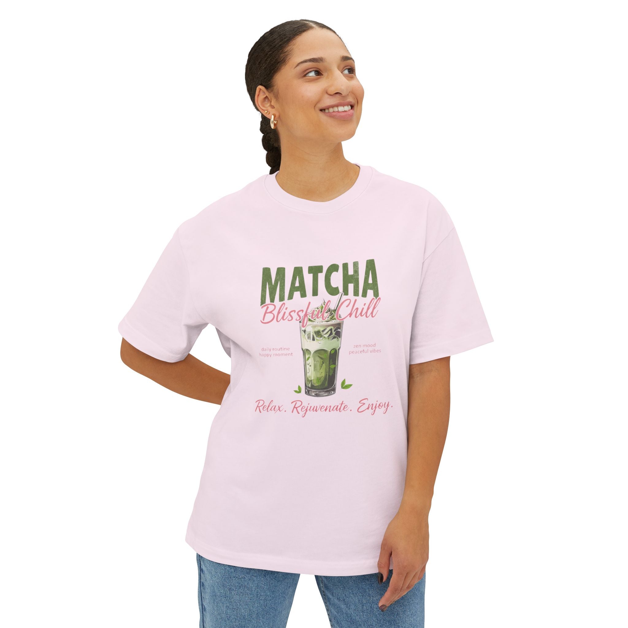Matcha Bliss Tee — Pink Iced Matcha Graphic T-Shirt