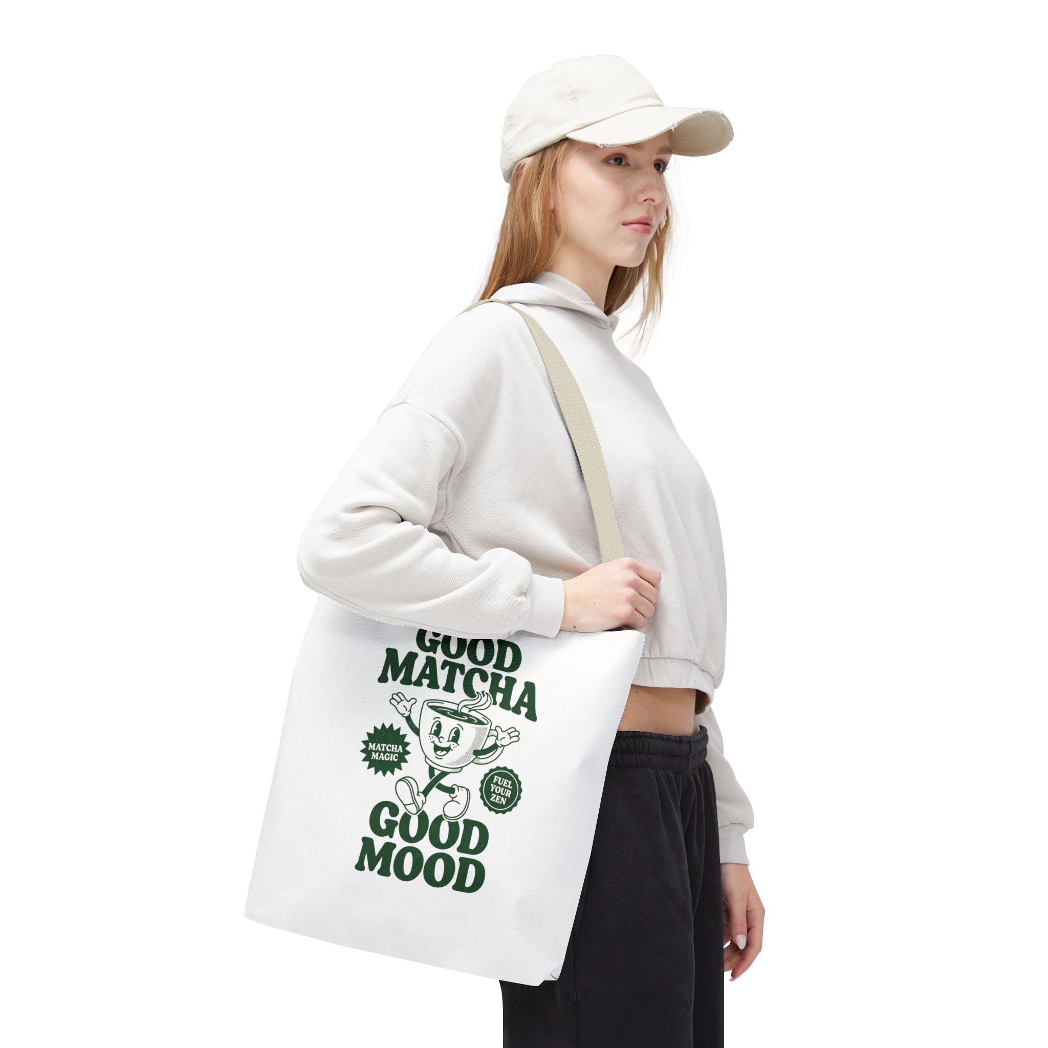"Good Matcha Good Mood" Reusable Grocery & Coffee Lover Tote