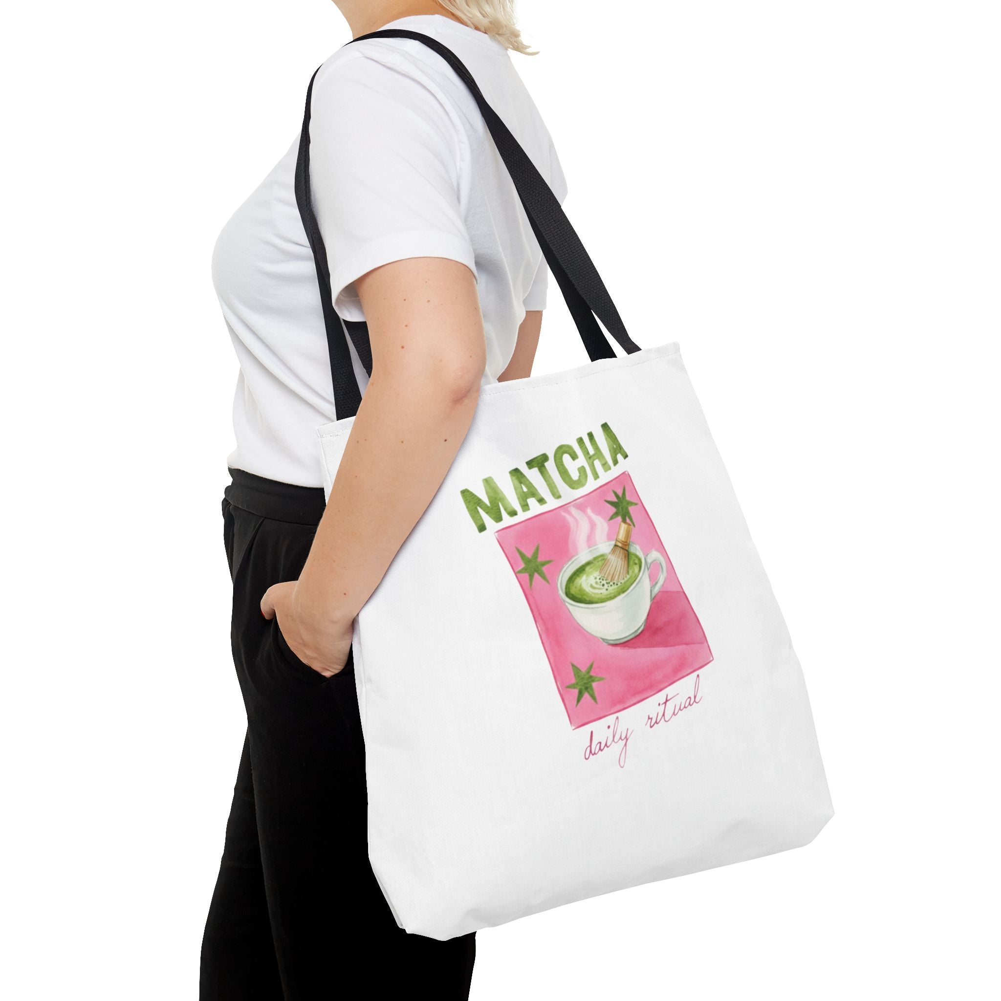 'Matcha Daily Ritual' Illustrated Tea Canvas Tote