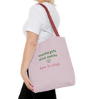 "matcha girls drink matcha born to whisk" Pink Reusable Shopping Tote