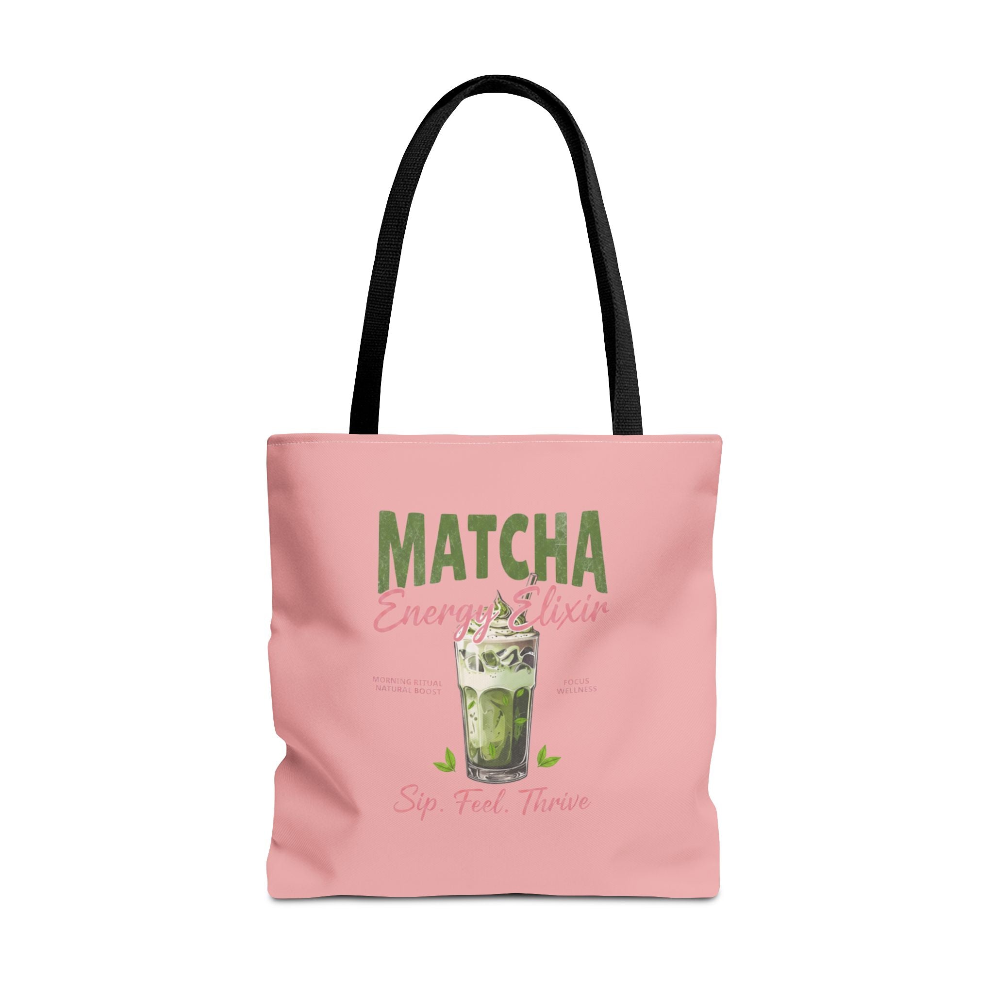 "Matcha Everything" Pink All-Over-Print Shoulder Tote