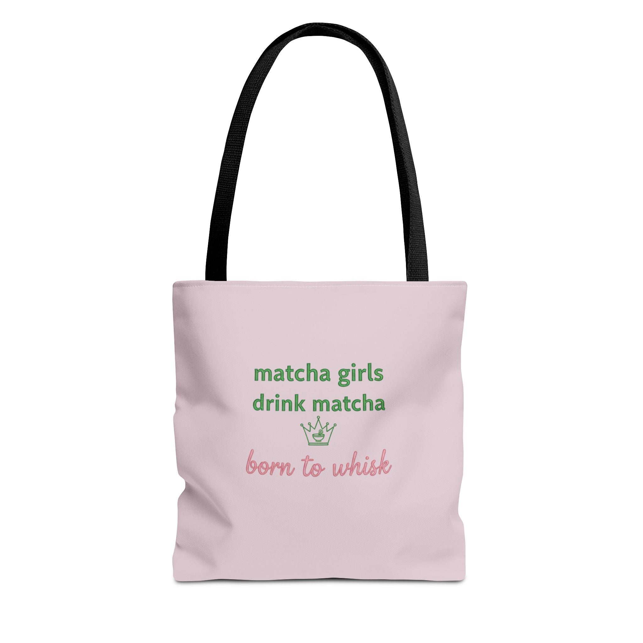 "matcha girls drink matcha born to whisk" Pink Reusable Shopping Tote
