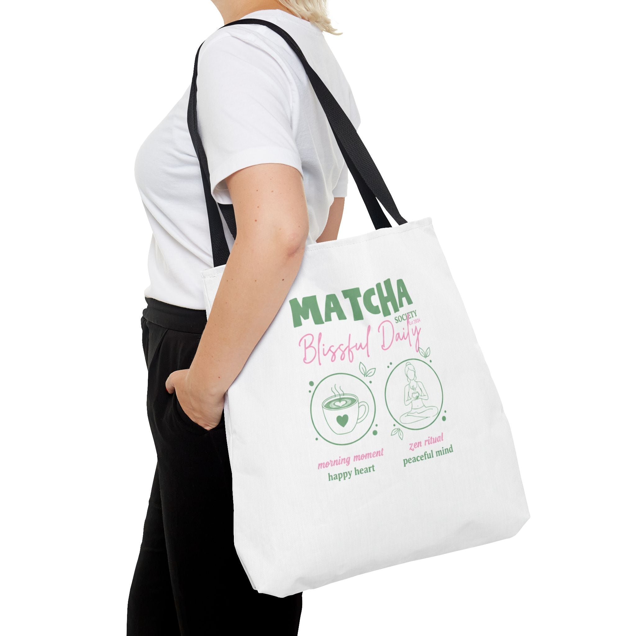 Cute Green Tea Illustration, 'Matcha Blissful Days' Eco Shopper