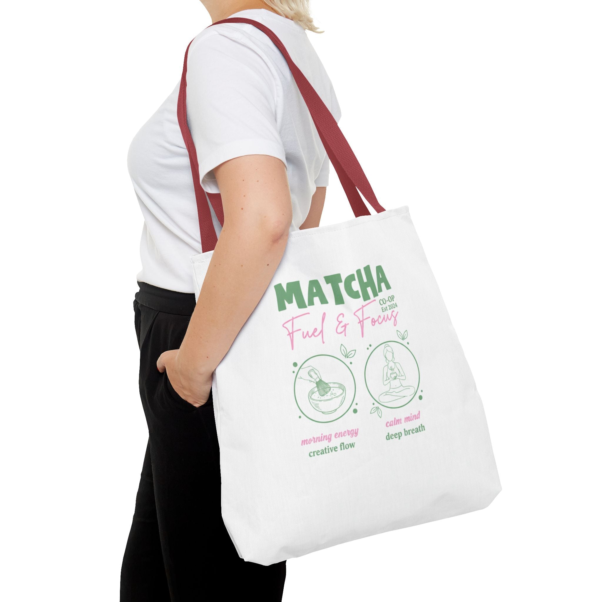 Eco Coffee Tea Shopper with 'Matcha: Fuel & Focus' Graphic