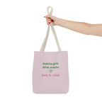 "matcha girls drink matcha born to whisk" Pink Reusable Shopping Tote