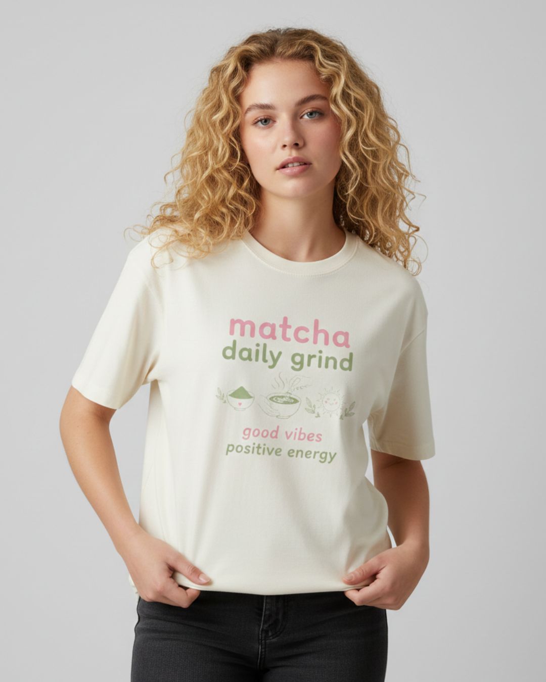 'matcha daily grind' Good Vibes Graphic T-Shirt