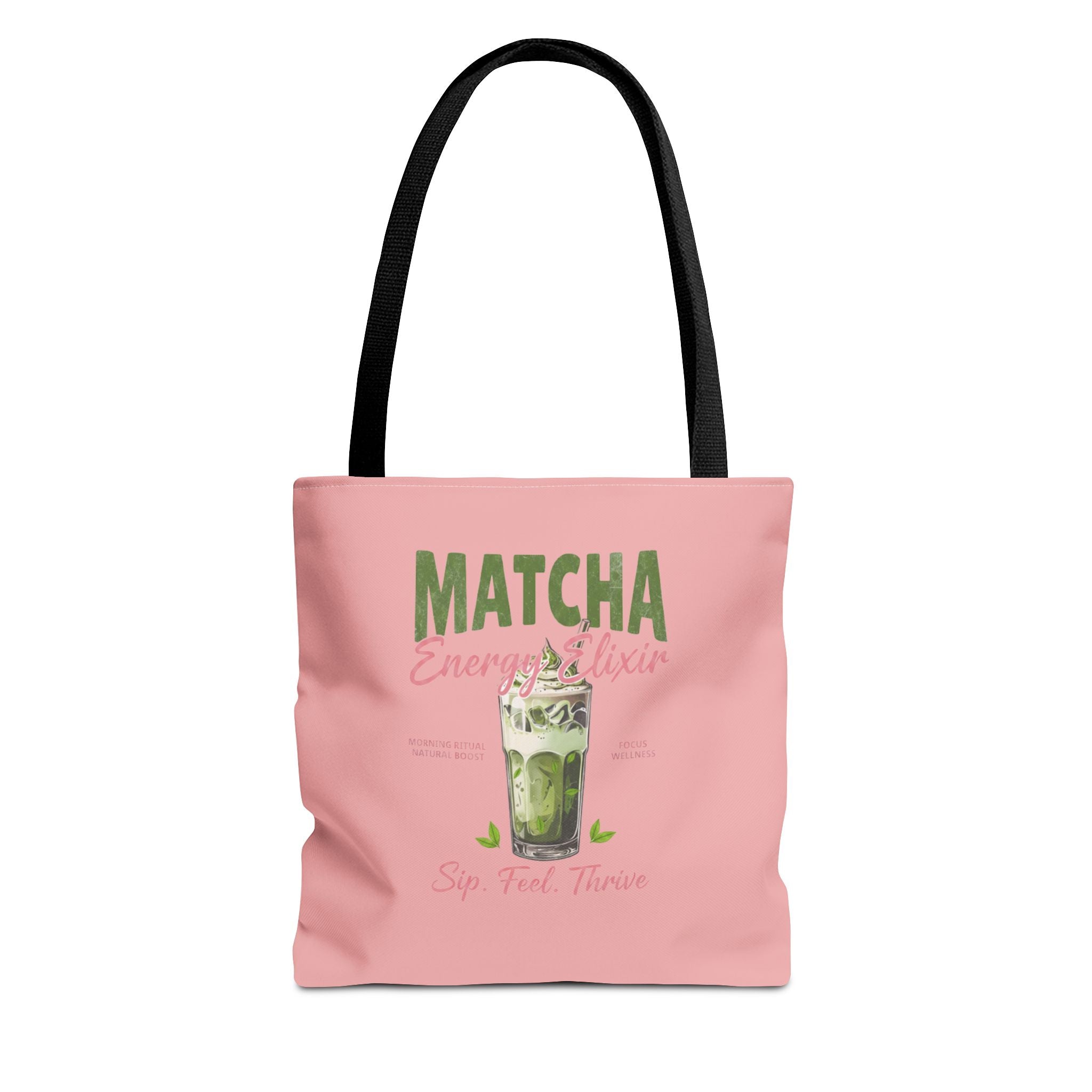 "Matcha Everything" Pink All-Over-Print Shoulder Tote