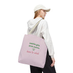 "matcha girls drink matcha born to whisk" Pink Reusable Shopping Tote