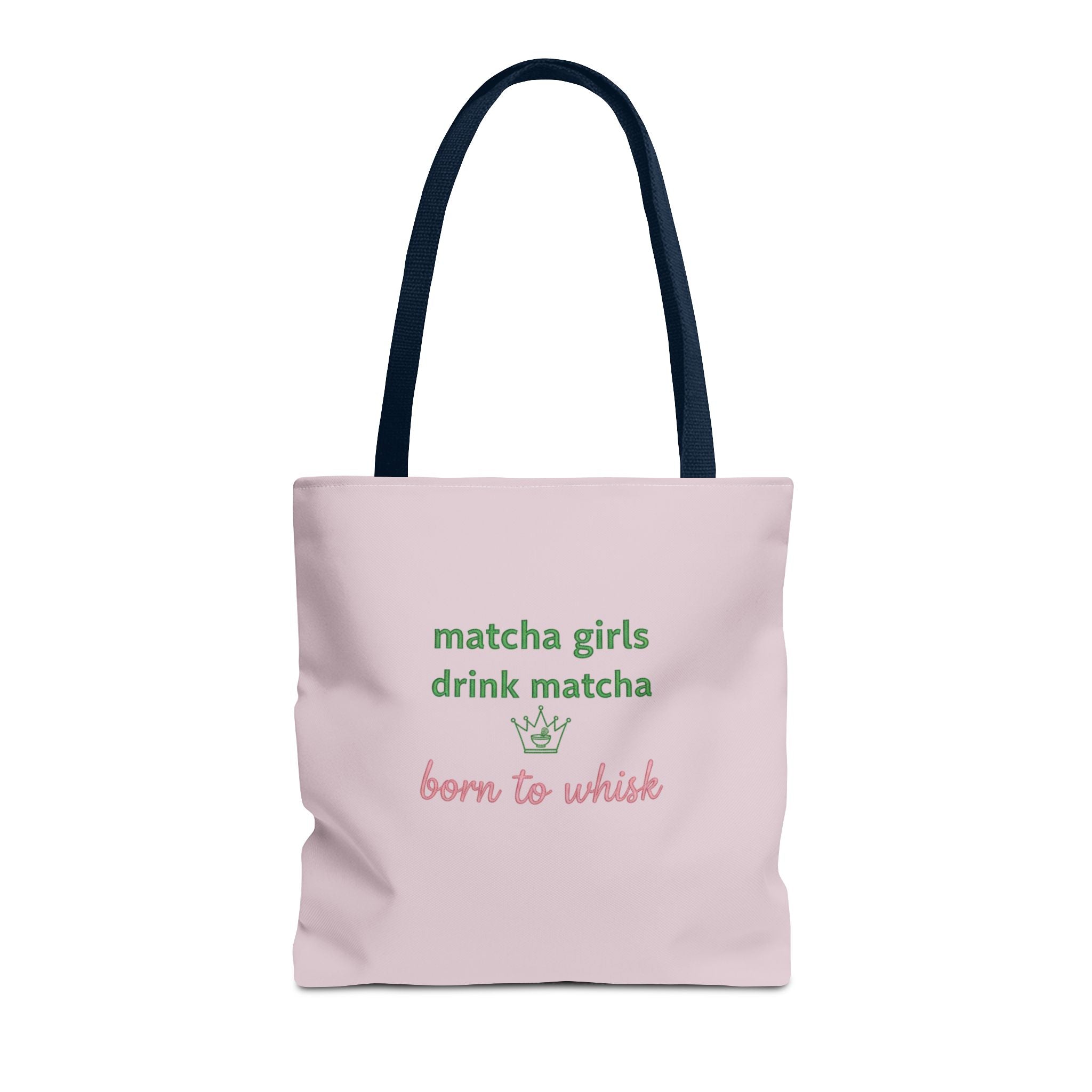 "matcha girls drink matcha born to whisk" Pink Reusable Shopping Tote