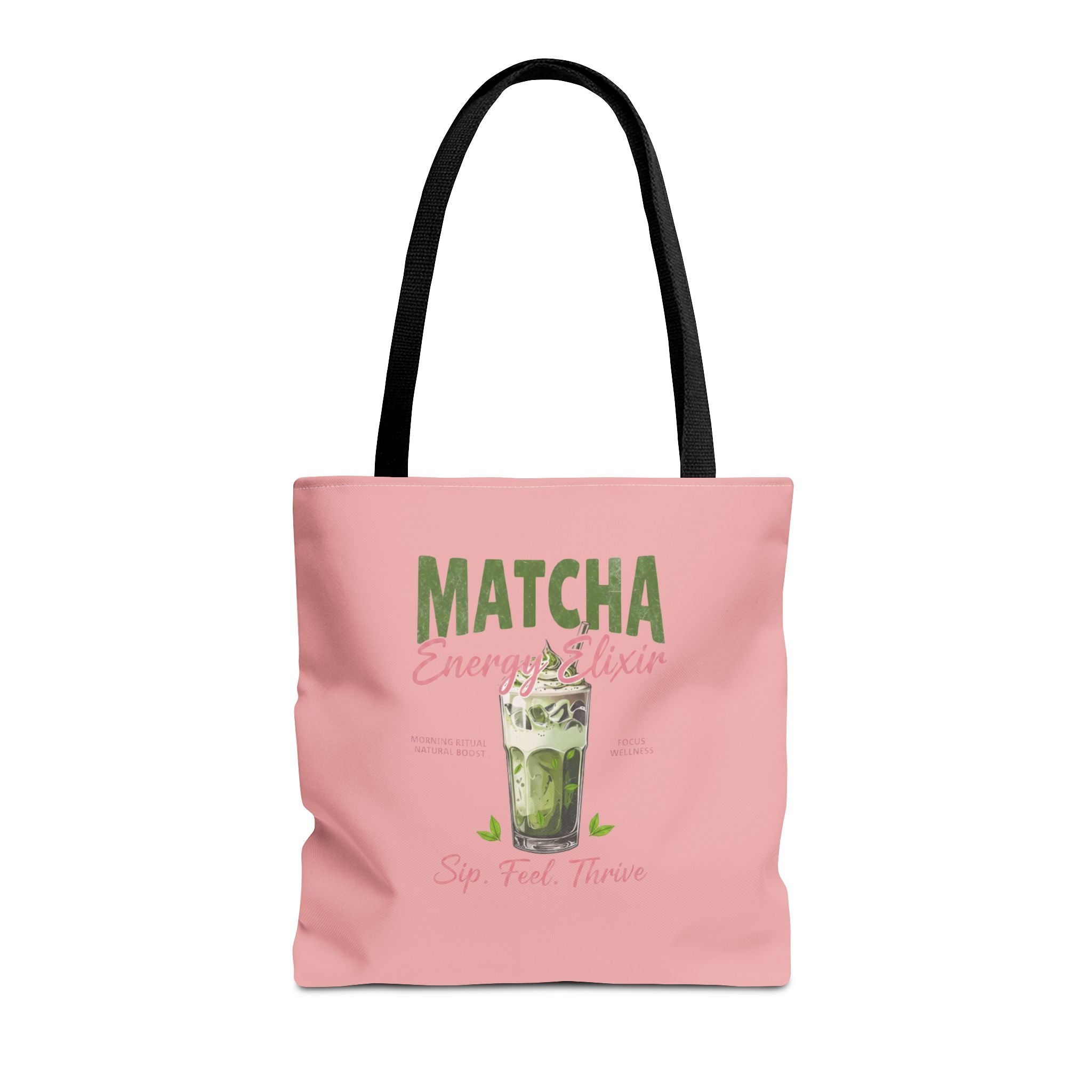 "Matcha Everything" Pink All-Over-Print Shoulder Tote