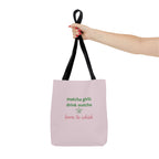 "matcha girls drink matcha born to whisk" Pink Reusable Shopping Tote