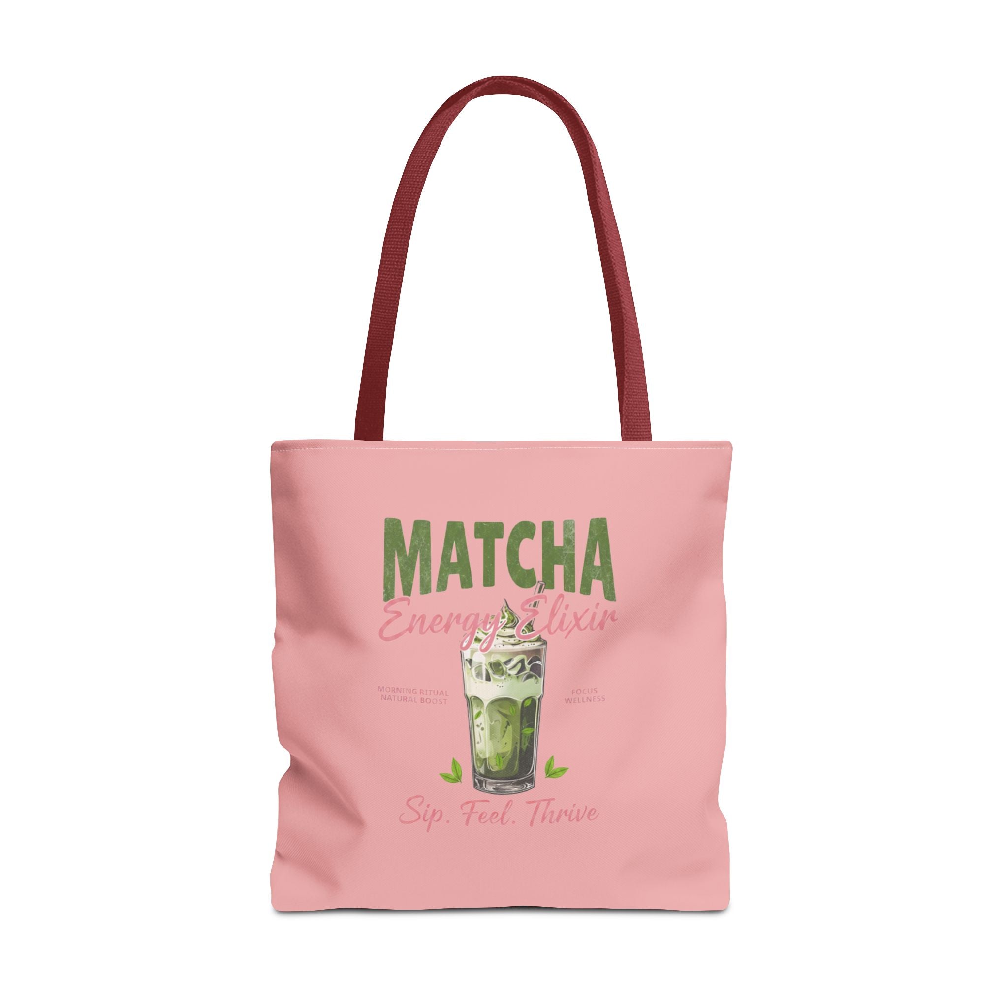 "Matcha Everything" Pink All-Over-Print Shoulder Tote