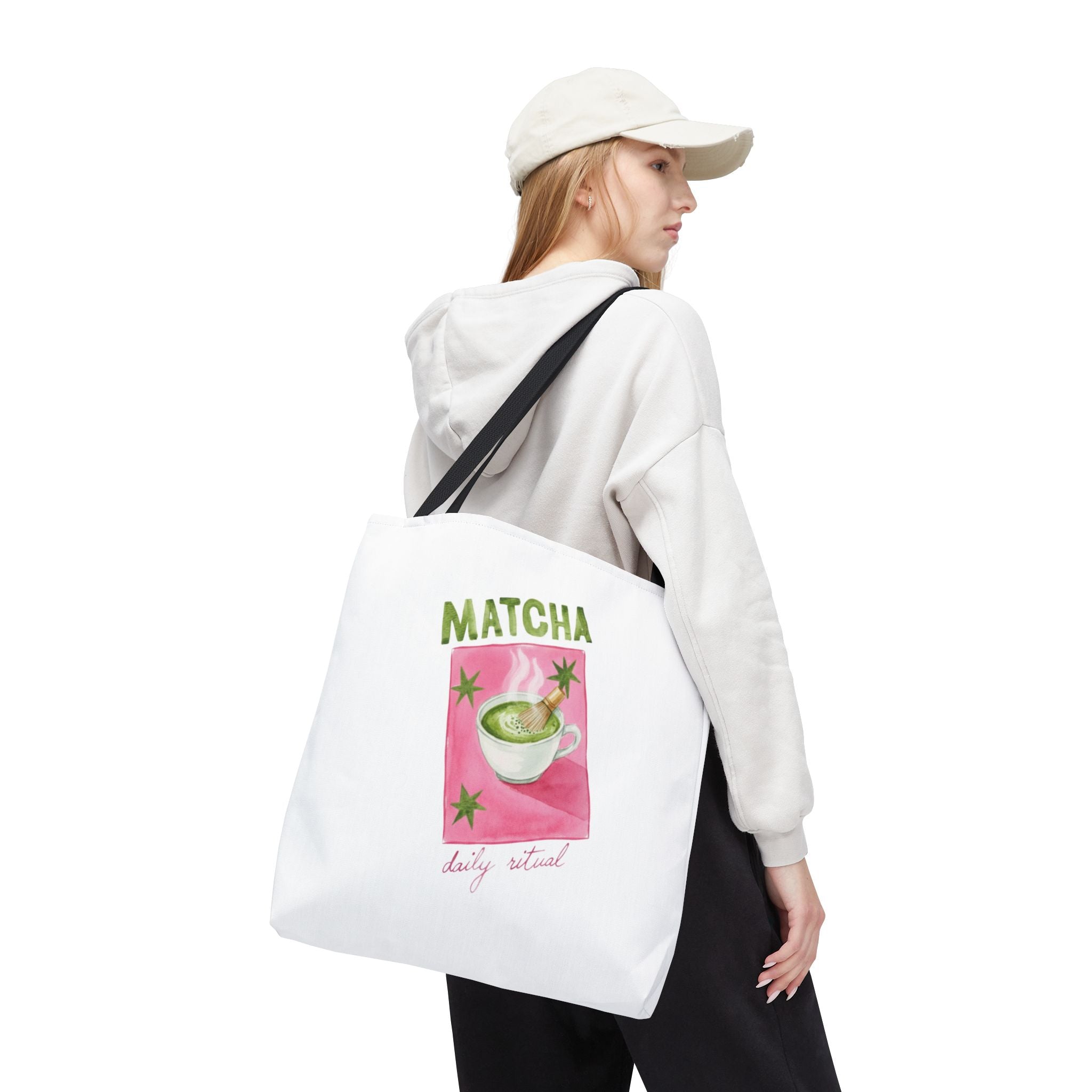 'Matcha Daily Ritual' Illustrated Tea Canvas Tote