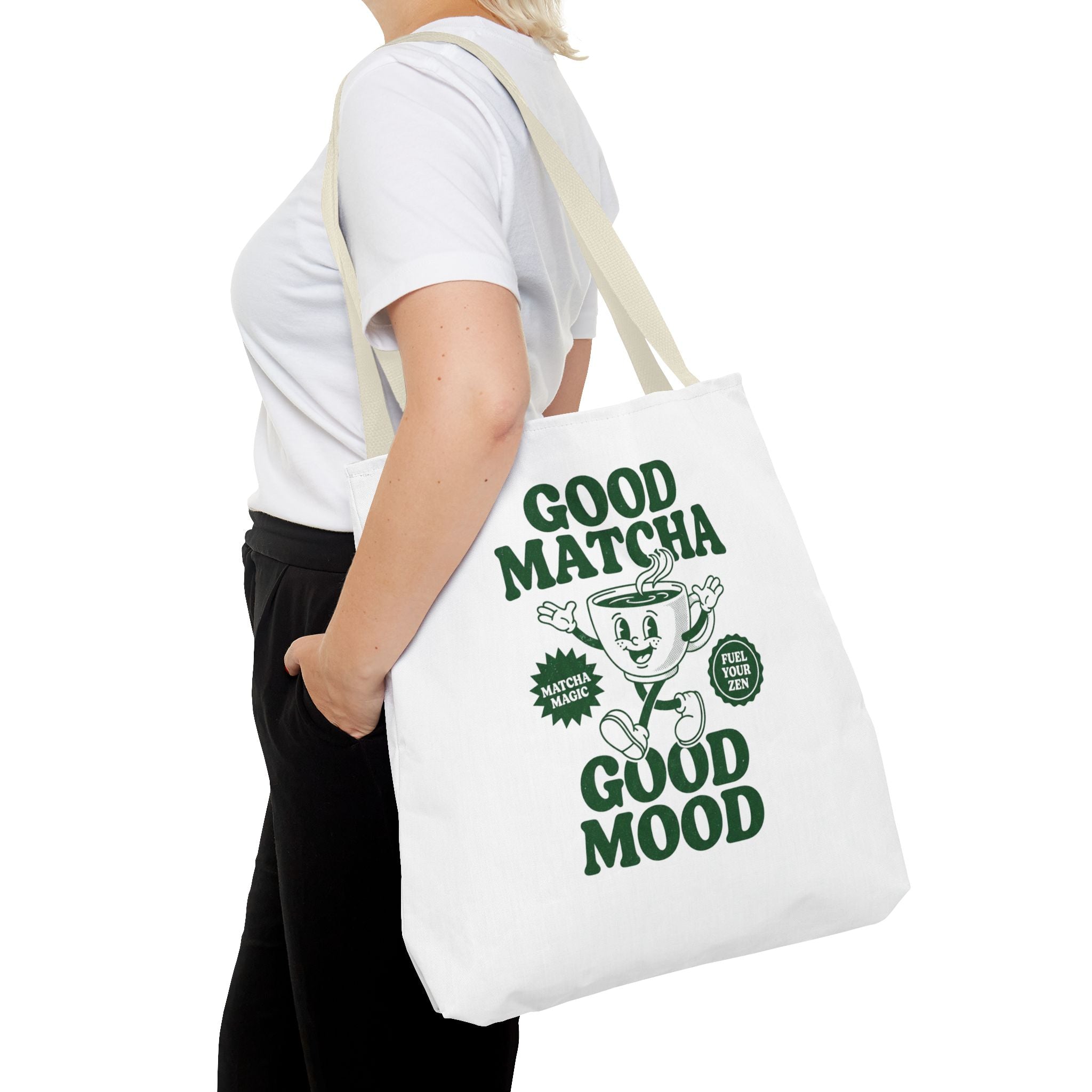 "Good Matcha Good Mood" Reusable Grocery & Coffee Lover Tote