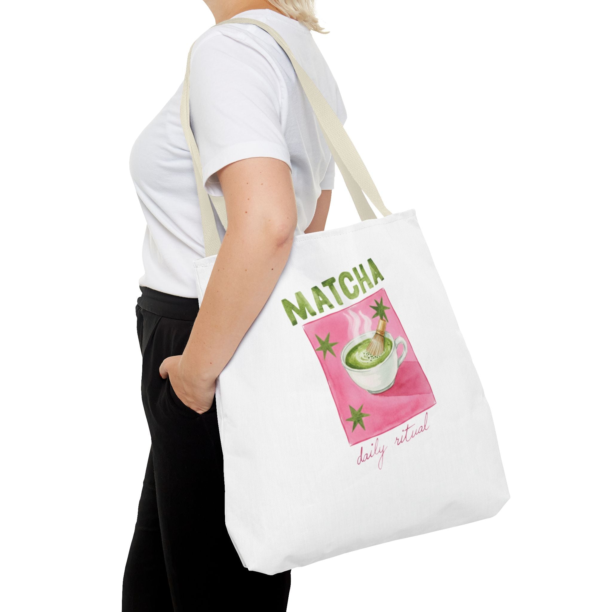 'Matcha Daily Ritual' Illustrated Tea Canvas Tote
