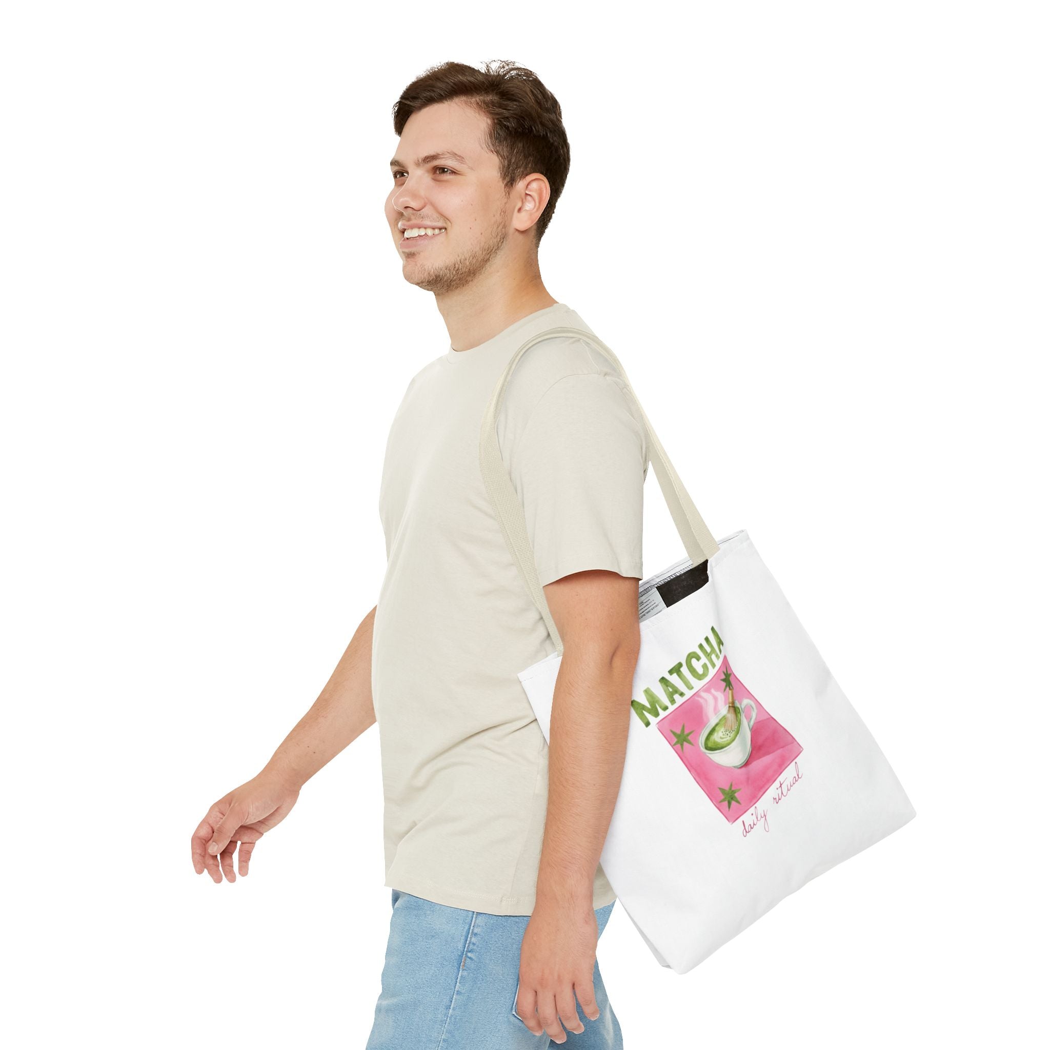 'Matcha Daily Ritual' Illustrated Tea Canvas Tote