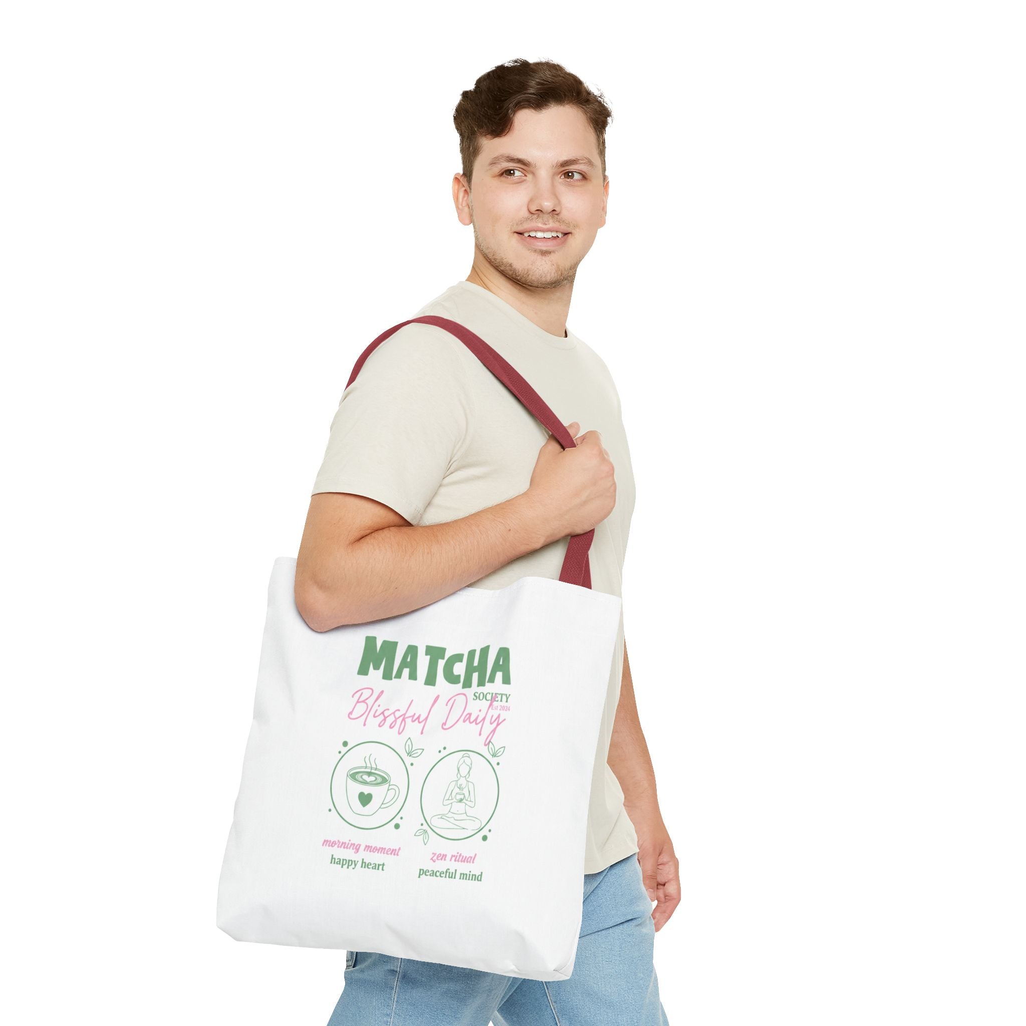 Cute Green Tea Illustration, 'Matcha Blissful Days' Eco Shopper