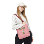 "Matcha Everything" Pink All-Over-Print Shoulder Tote