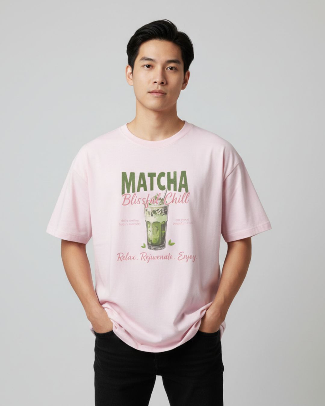 Matcha Bliss Tee — Pink Iced Matcha Graphic T-Shirt