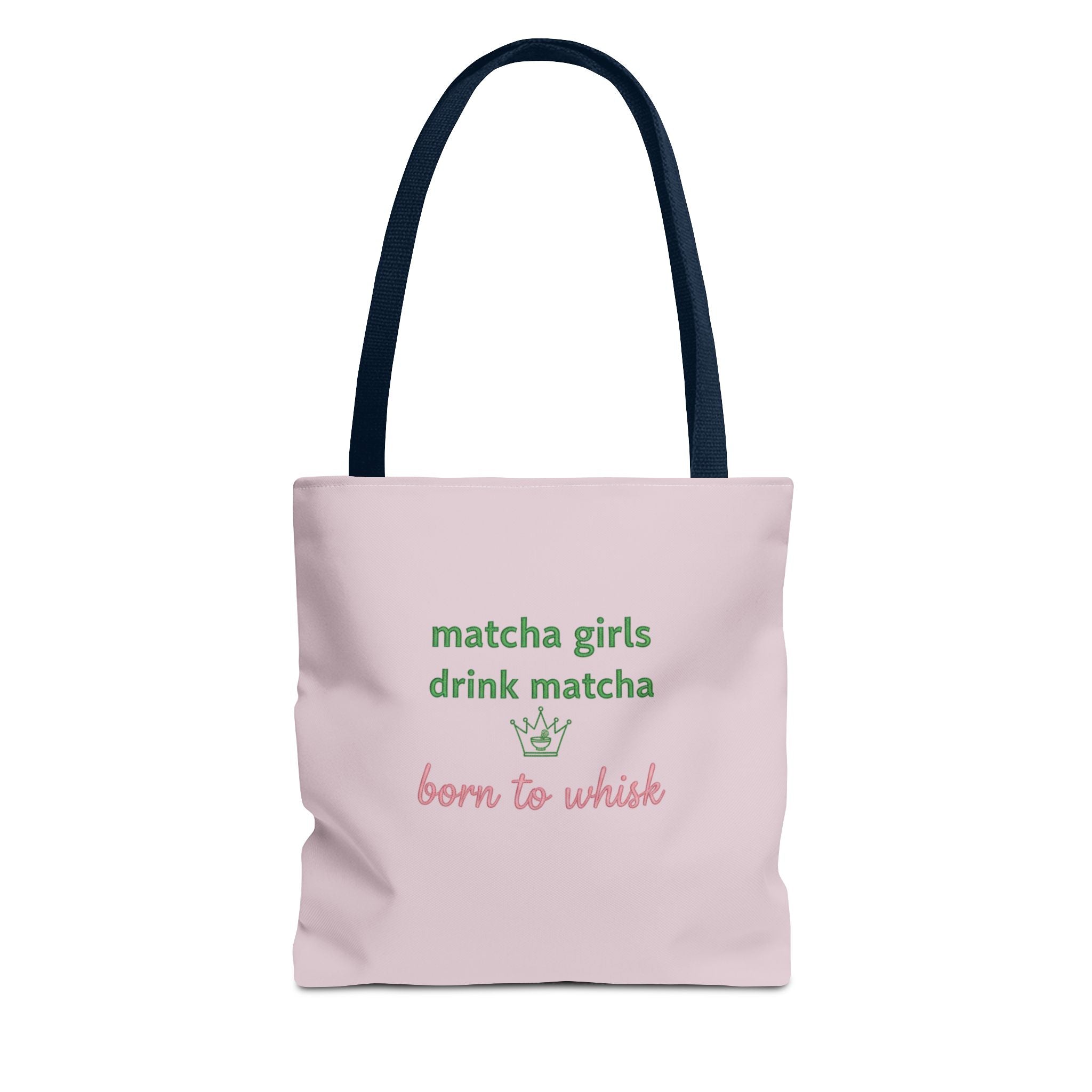 "matcha girls drink matcha born to whisk" Pink Reusable Shopping Tote