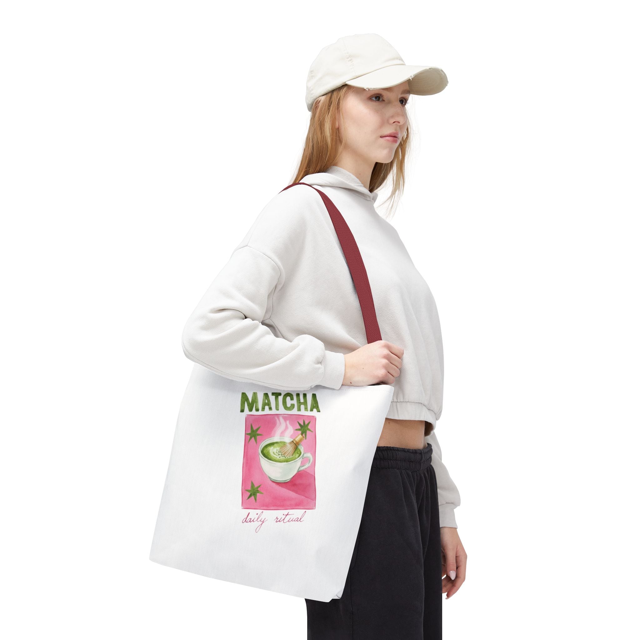 'Matcha Daily Ritual' Illustrated Tea Canvas Tote