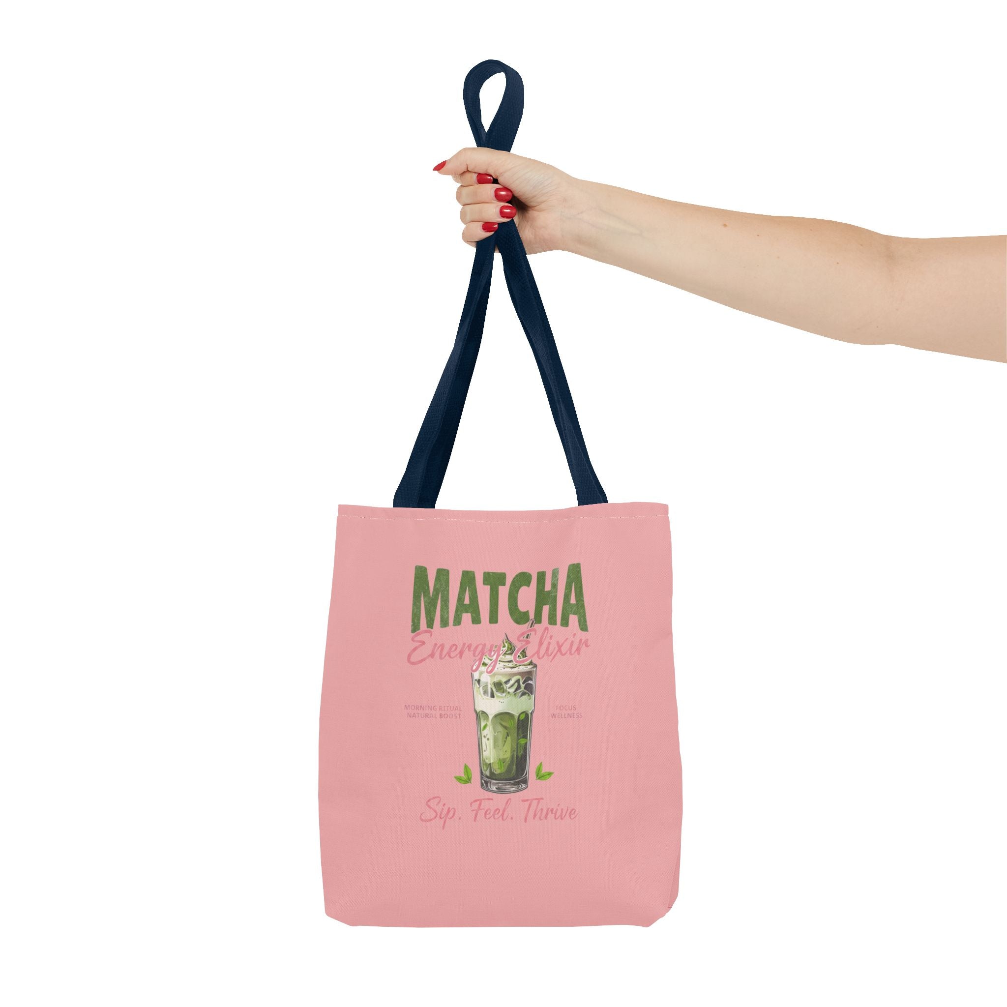 "Matcha Everything" Pink All-Over-Print Shoulder Tote