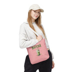 "Matcha Everything" Pink All-Over-Print Shoulder Tote