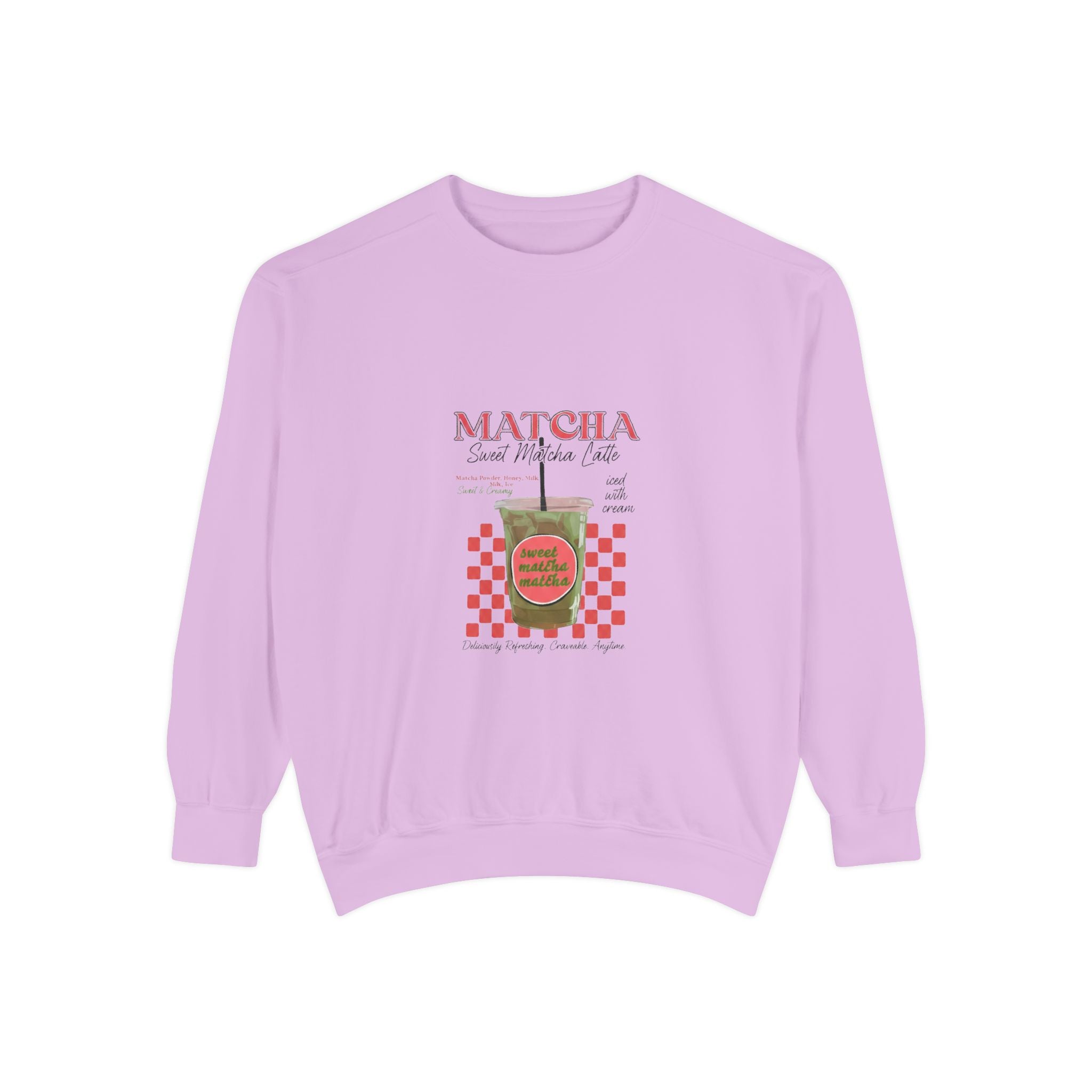 'Matcha Good Vibes' Graphic Cozy Crewneck