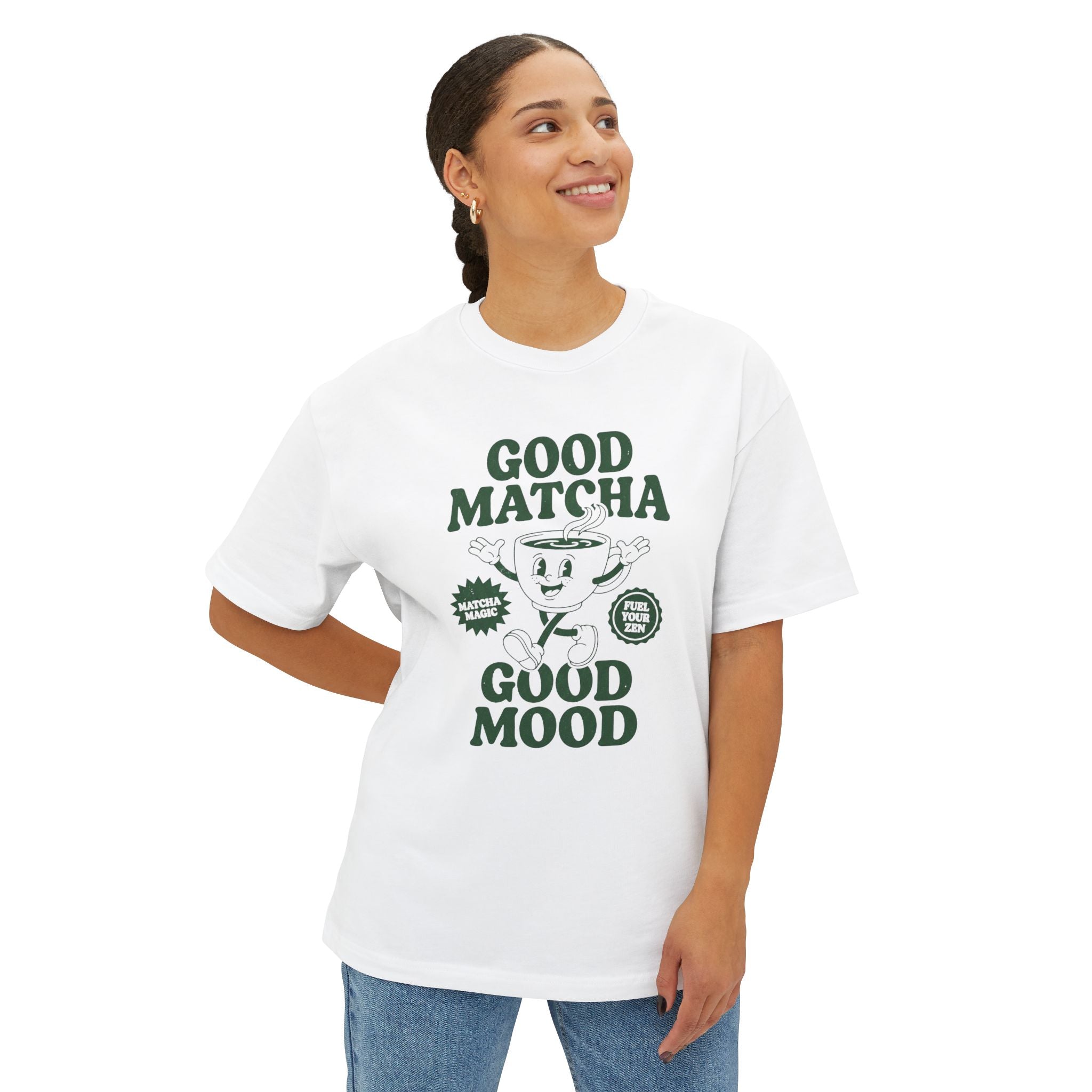 "Good Matcha Good Mood" Oversized Graphic T-Shirt