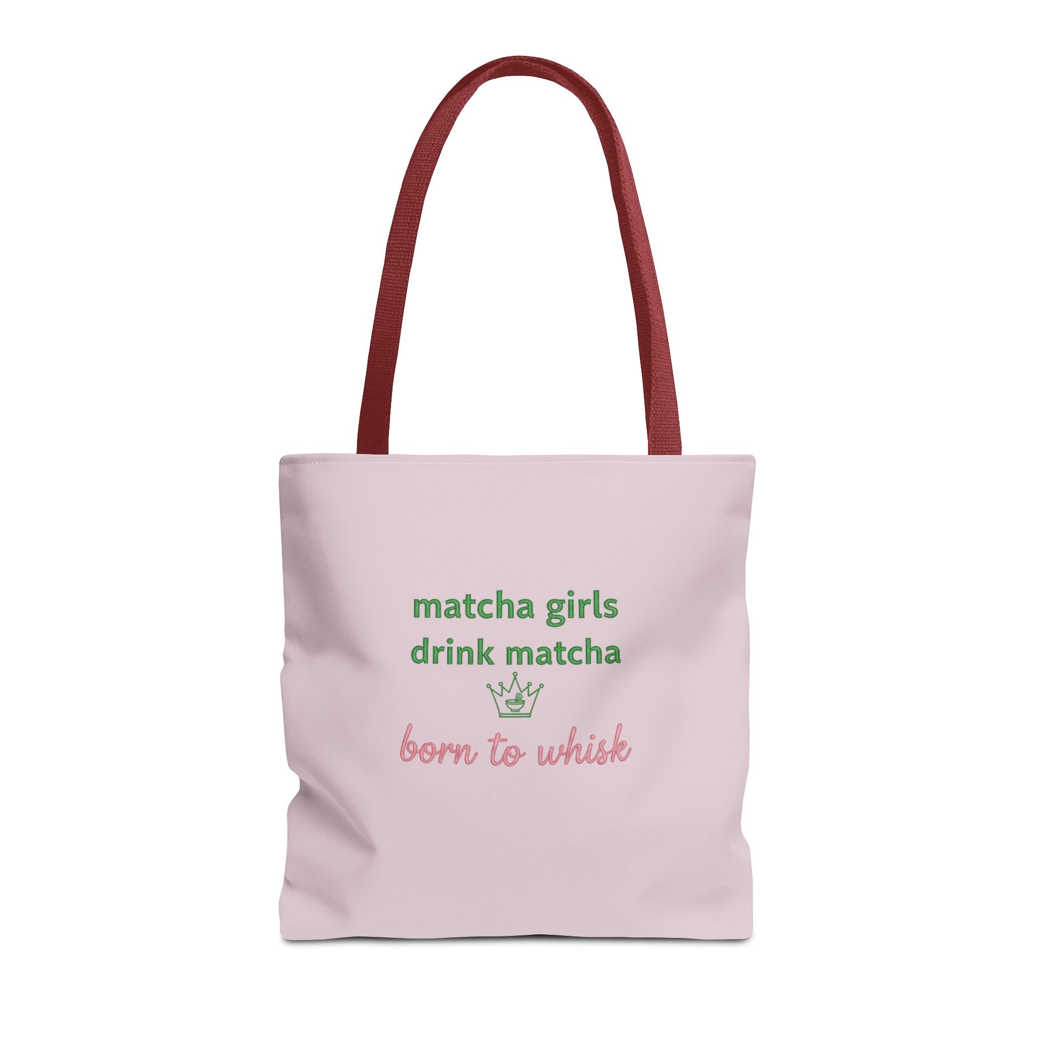 "matcha girls drink matcha born to whisk" Pink Reusable Shopping Tote